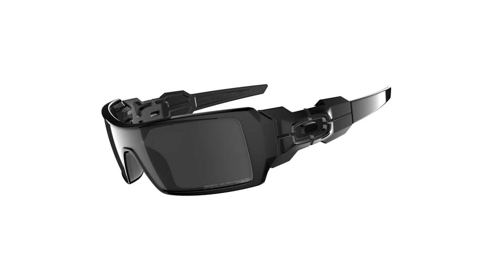 Oakley Oil Rig Sunglasses, Black Iridium Polarized Lens, Polished Black Frame 26-247
