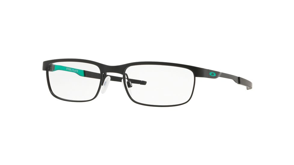 Oakley Steel Plate OX3222 Eyeglass Frames 322206-52 - Satin Black/celeste Frame, Clear Lenses