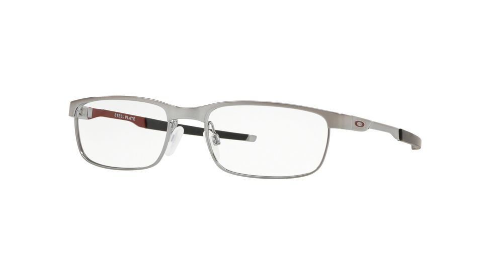 Oakley Steel Plate OX3222 Eyeglass Frames 322207-52 - Gunmetal/cardinal Frame, Clear Lenses