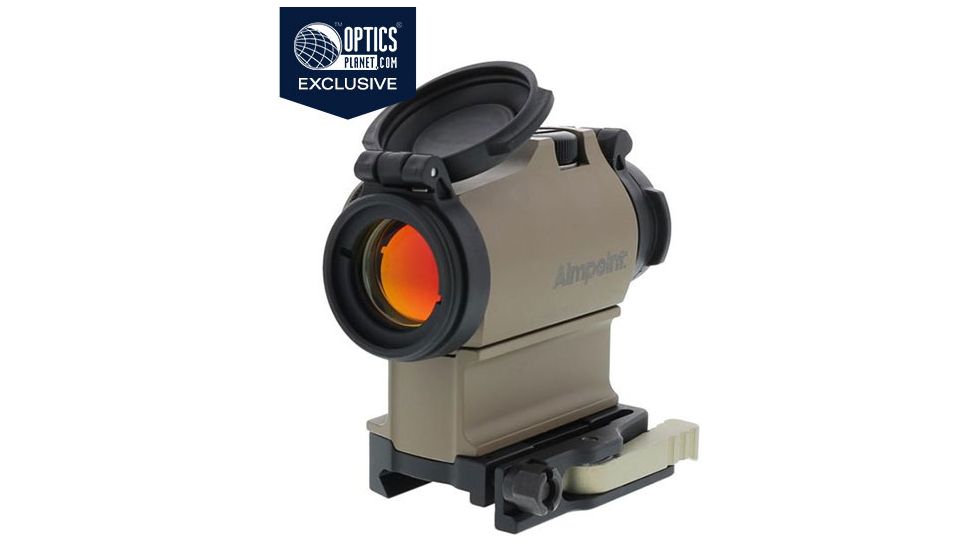 OpticsPlanet Exclusive Aimpoint Micro T-2 Red Dot Reflex Sight, 2 MOA Dot Reticle, w/ LRP Mount &amp; Spacer, Flat Dark Earth, Semi Matte, Anodized, 200470