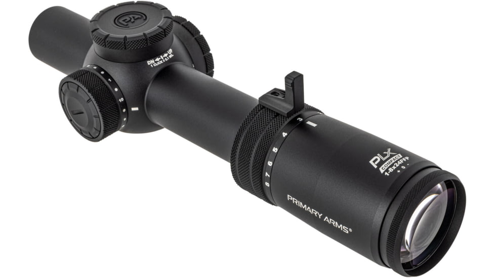 Primary Arms Compact PLx Rifle Scope, 1-8x24mm, 30 mm Tube, First Focal Plane, ACSS Raptor M8 Yard Reticle, Black, 610150