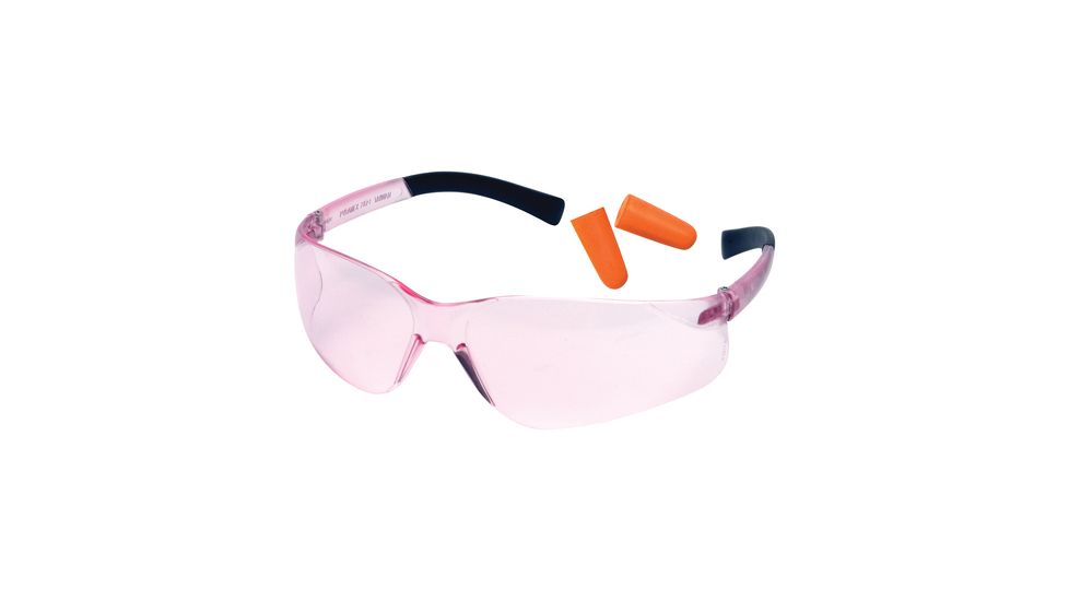 Pyramex Mini Ztek Safety Glasses And Dp1000 Ear Plug Combo Pink Lens Pink Frame Ten Pack
