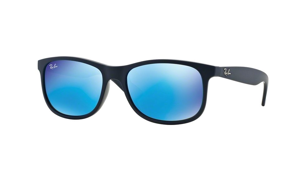 Ray-Ban ANDY RB4202 Sunglasses 615355-55 - Shiny Blue On Matte Top Frame, Green Mirror Blue Lenses