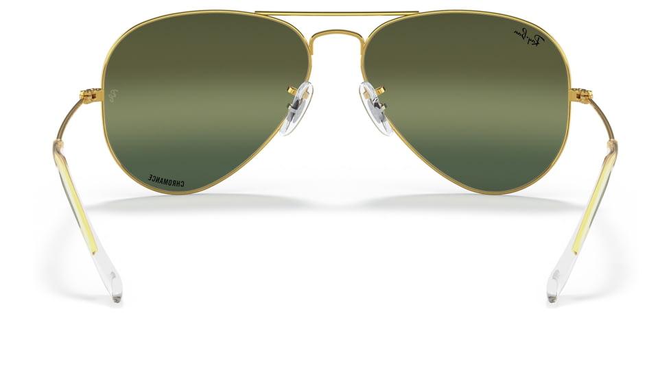 Ray-Ban Aviator Large Metal RB3025 Sunglasses, Legend Gold Frame, Silver/Green Chromance Lens, Polarized, 55, RB3025-9196G4-55