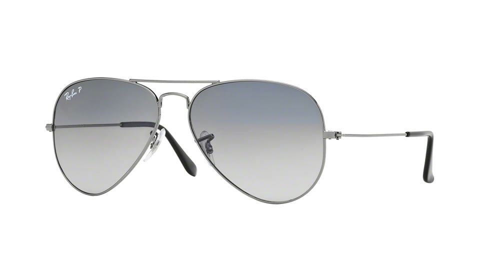 Ray-Ban Aviator Large Metal Sunglasses RB3025 004/78-6214 - Gunmetal Crystal Polarized Blue Grad.gray