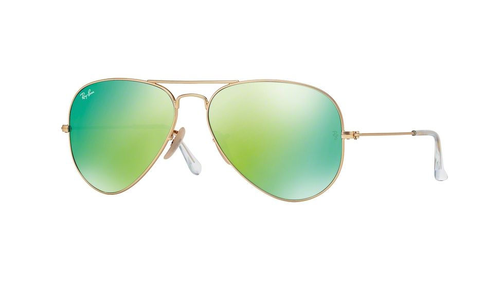Ray-Ban Aviator Large Metal Sunglasses RB3025 112/19-62 - Matte Gold Frame, Cry.green Mirror Multil.green Lenses