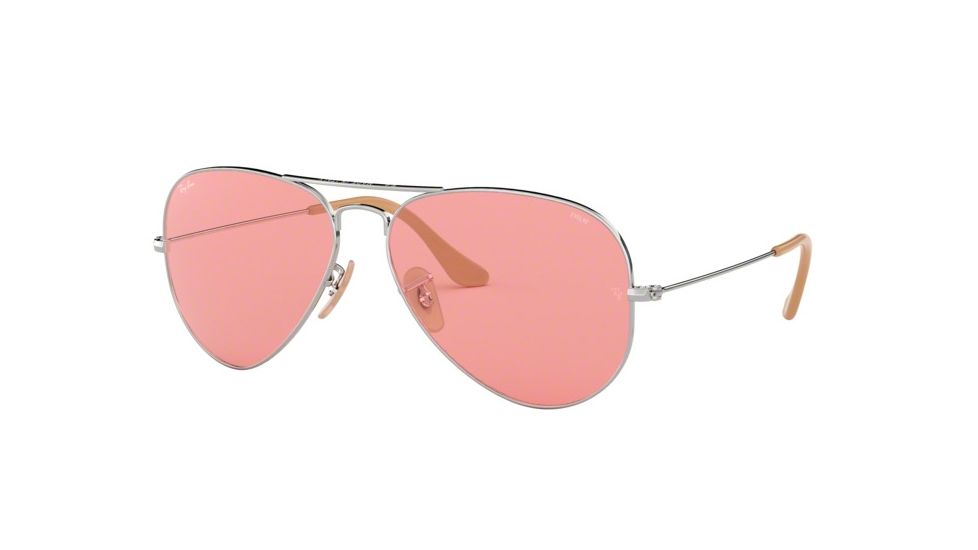 Ray-Ban Aviator Large Metal Sunglasses RB3025 9065V7-58 - Silver Frame, Pink Lenses