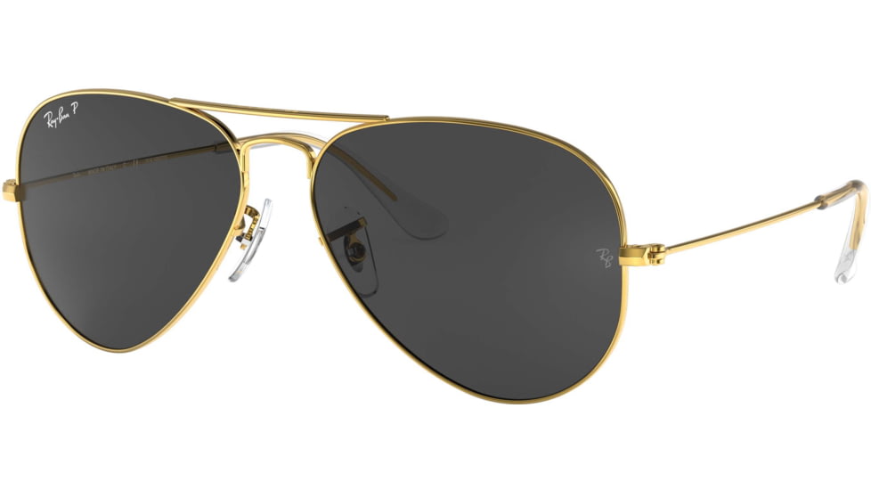 Ray-Ban Aviator Large Metal RB3025 Sunglasses, Legend Gold, Black, 55, RB3025-919648-55