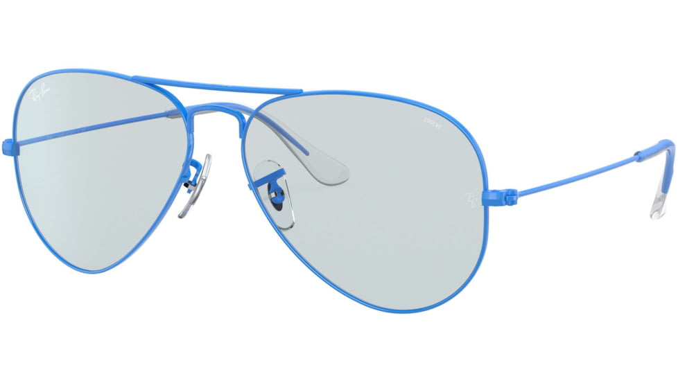 Ray-Ban Aviator Large Metal RB3025 Sunglasses, Light Blu, 55, RB3025-9222T3-55