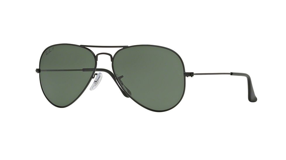 Ray-Ban Aviator Large Metal Sunglasses RB3025 W3361-58 - Matte Black Frame, Polar Green Lenses