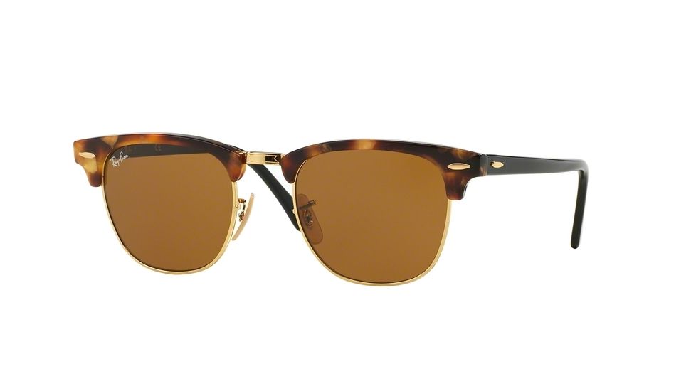Ray-Ban Clubmaster Sunglasses RB3016 1160-49 - Spotted Brown Havana Frame, Brown Lenses