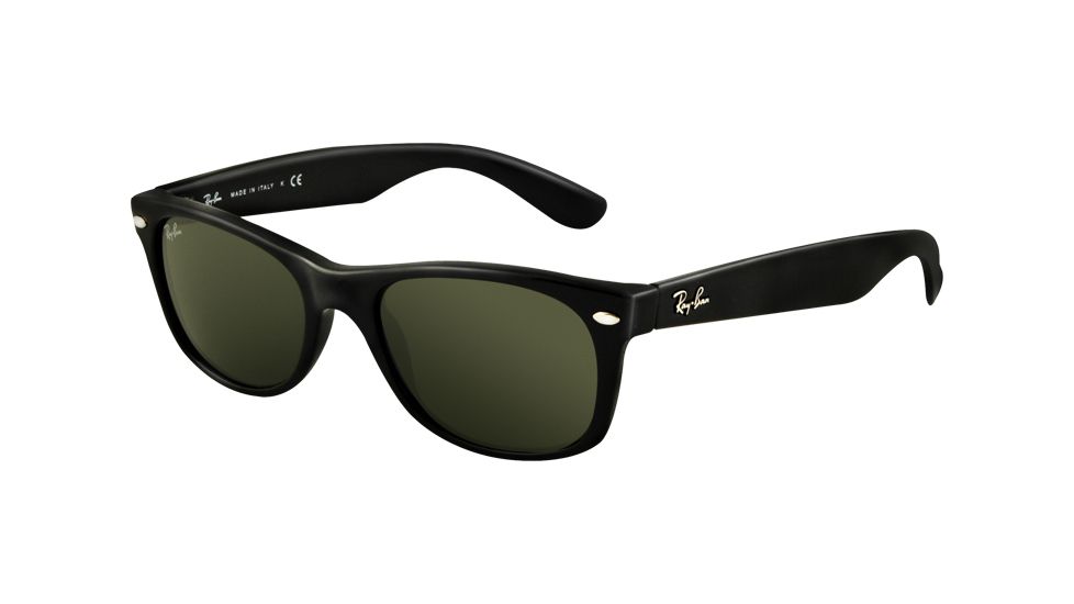 Ray-Ban New Wayfarer Sunglasses, 52mm, Black Frame, Green Crystal Lens 901-5218