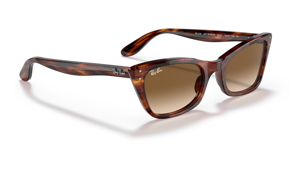 Ray-Ban RB2299 Lady Burbank Sunglasses - Womens, Striped Havana Frame, Clear Gradient Brown Lens, 55, RB2299-954-51-55