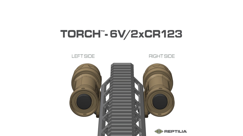 Reptilia Torch 6V/CR123 M-LOK Light Body, Right Side, Type III Hardcoat Anodized, Tobacco, 100-106