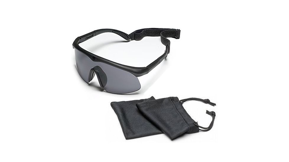 Revision Military Eyewear Basic Eyeshields Kit - Smoke/Solar Lens, Black Frame - with included pouch