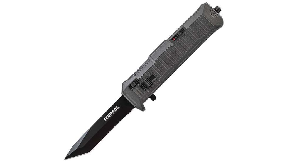 EDEMO Schrade Viper OTF Assist Folding Knife,3.5in,Gray Aluminum, Black Tan-img-0