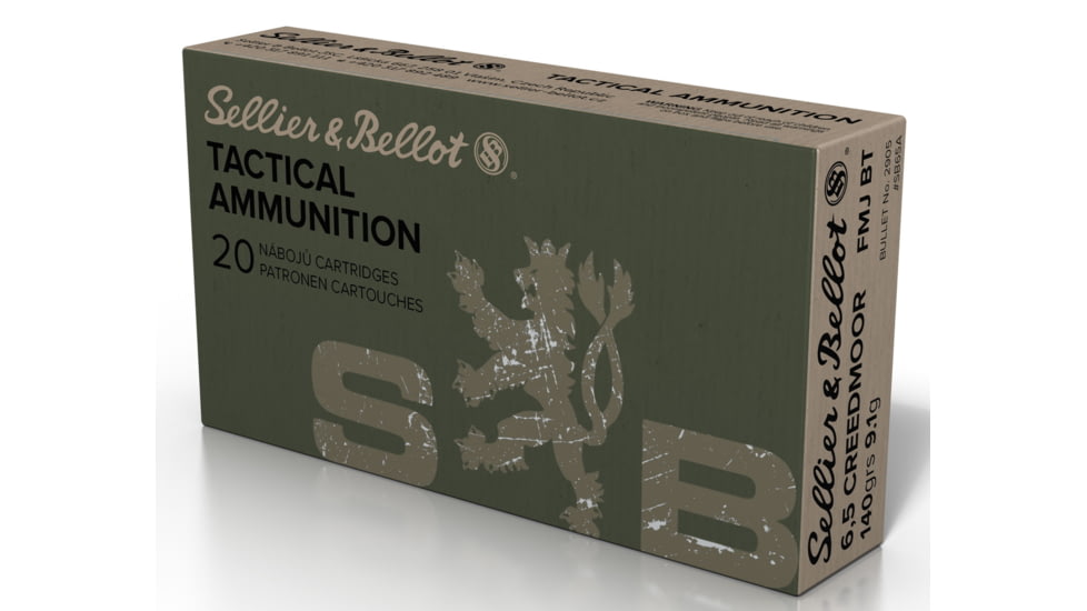 Sellier &amp; Bellot 6.5 Creedmoor 140 Grain Full Metal Jacket Rifle Ammo, 20 Rounds, SB65A