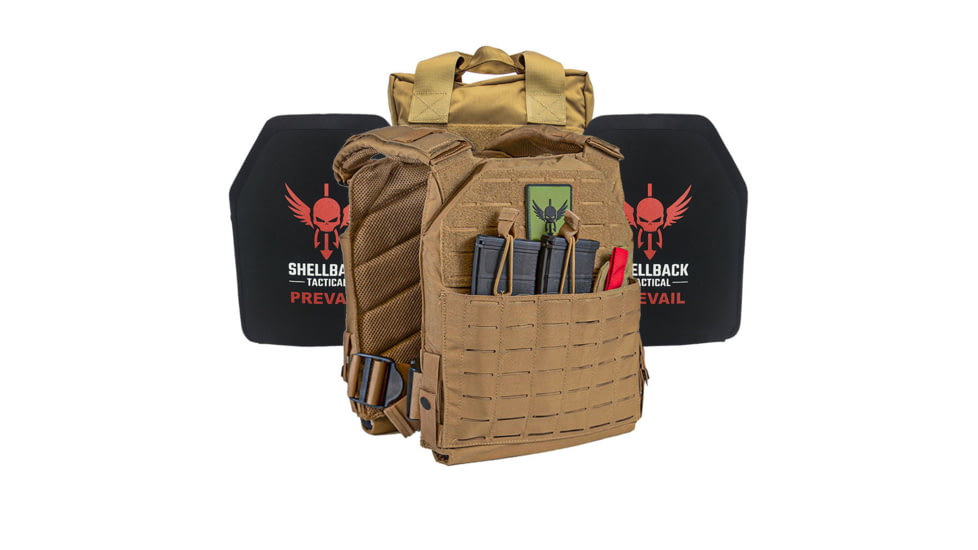 Shellback Tactical Defender 2.0 Active Shooter Armor Kit with Two Level IV 1155 Plates, Coyote, One Size, SBT-9040-1155-CT