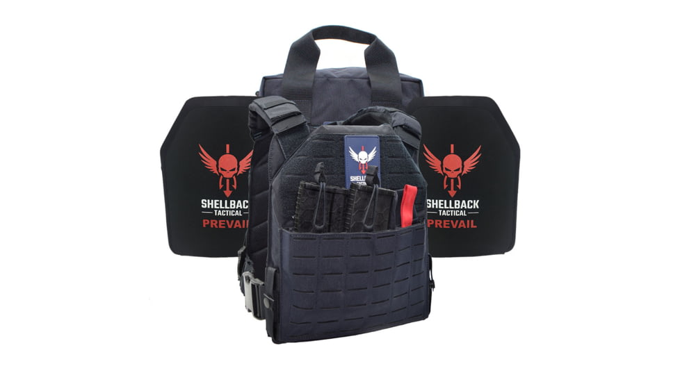 Shellback Tactical Defender 2.0 Active Shooter Armor Kit with Two Level IV 1155 Plates, Navy Blue, One Size, SBT-9040-1155-NB