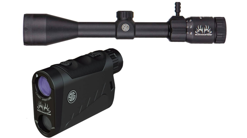 SIG SAUER Buckmaster 1500 Laser Rangefinder &amp;  Riflescope Combo Set, 4-16x44mm, 30mm Tube, BDC Reticle, Black, SOK15BM05