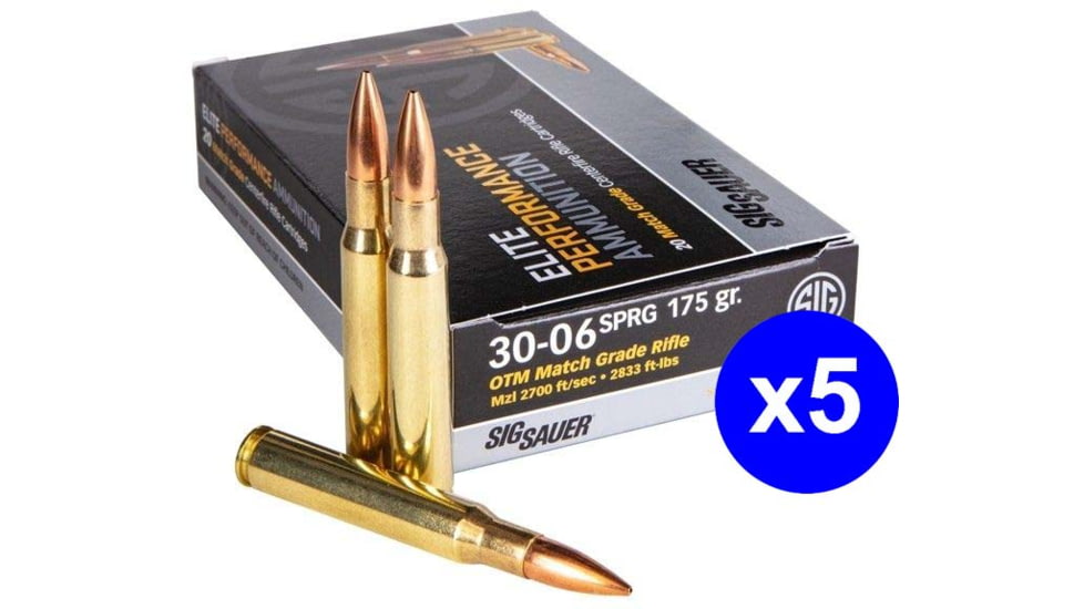 SIG SAUER SIG Match Grade Rifle Ammunition .30-06 Springfield 175 grain Open Tip Match Brass Cased Centerfire Rifle Ammo