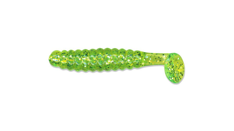 Slider Crappie Panfish Grub, 18, 1.5in, Chartreuse Glitter, CSGG5