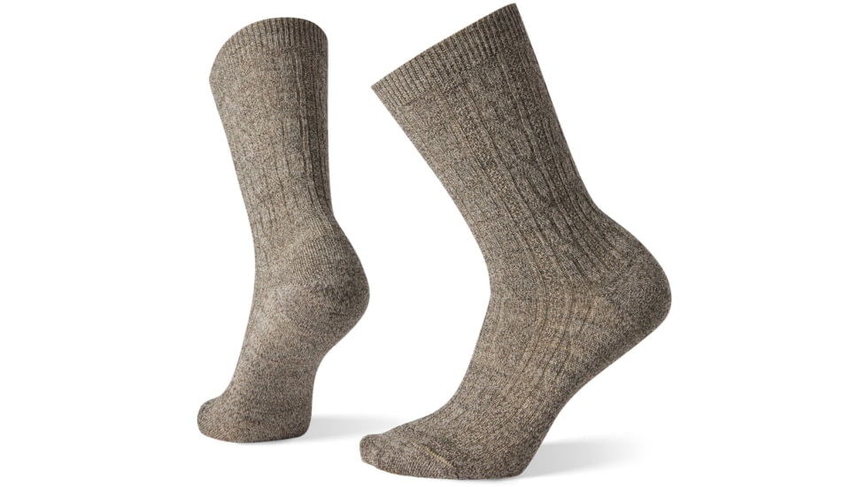 EDEMO Smartwool Cable Crew Sock - Women's, Taupe/Natural Marl, Large, SW005-img-0