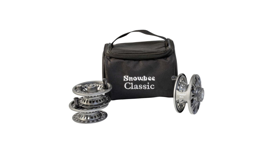 Snowbee Classic2 Series Fly Reel Kit - Reel, 2 Spare Spools, Case, Gunmetal Gray, #7/8, 10562G-KIT