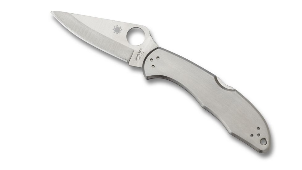 Spyderco Delica 4 Pocket Folding Knife, 2.88 in, VG-10 Plain Blade, Steel Handle, C11P