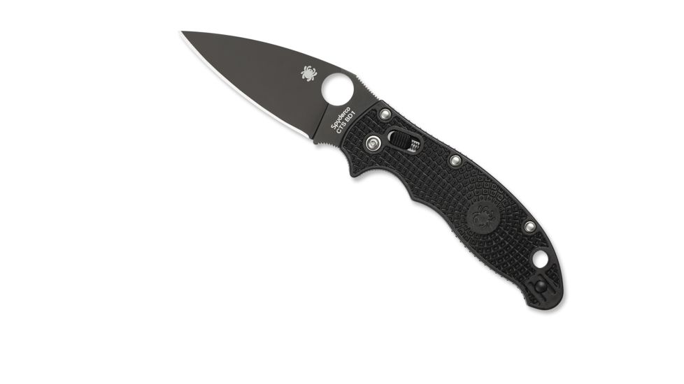 Spyderco Manix 2 Lightweight Black Blade Plain Edge Folding Knife, Black C101PBBK2