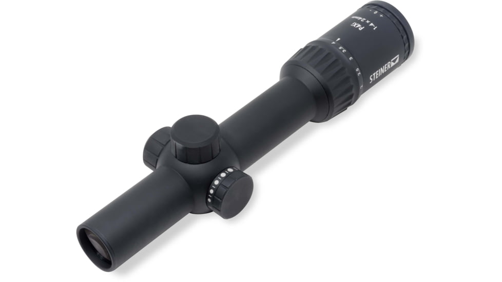 Steiner P4Xi Rifle Scope, 1-4x24mm, 30mm Tube, Second Focal Plane, G1 Reticle, Matte, Black, 5204