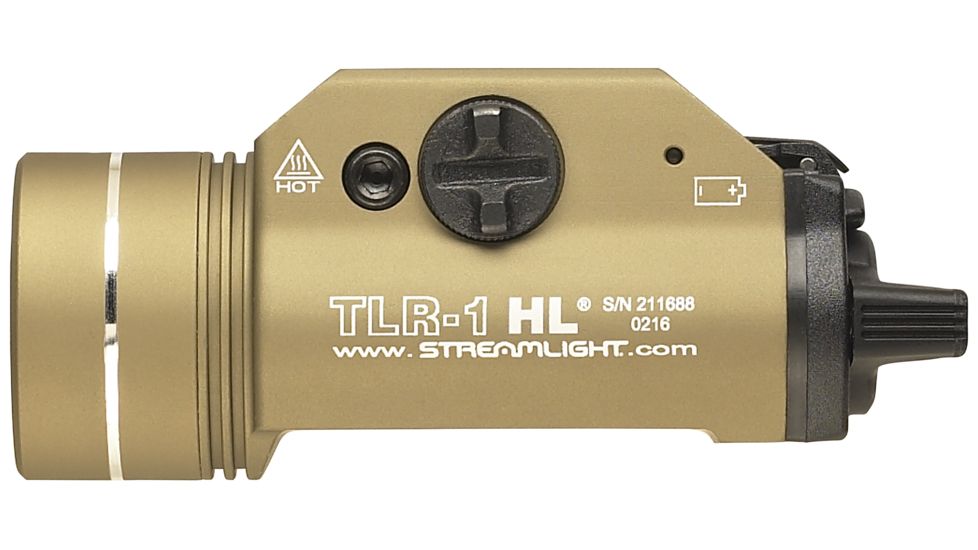 Streamlight TLR-1 HL LED Rail-Mounted Tactical Flashlight, 800 Lumens w/Lithium Batteries, Flat Dark Earth, 69266