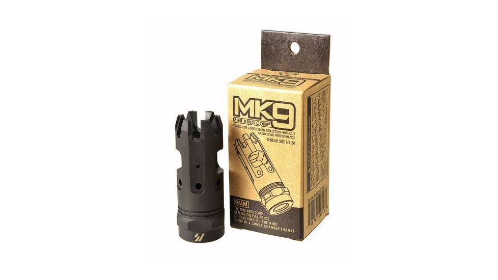 Strike Industries Mini KingComp Muzzle Brake, 9mm, Black, 708747545586