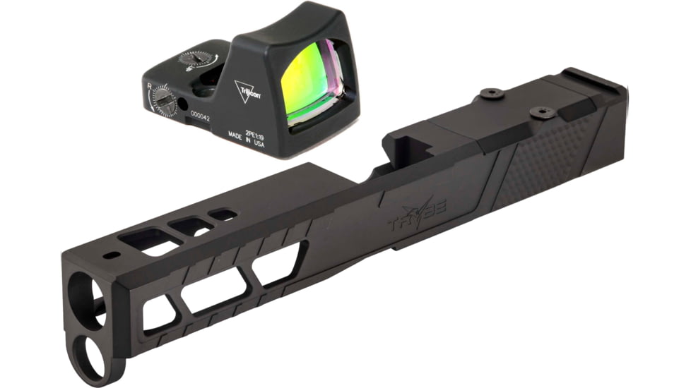 Trijicon RM01 RMR Type 2 LED 3.25 MOA Red Dot Sight, Black and TRYBE Defense Pistol Slide, Glock 17, Gen 5, RMR Cut, Version 2, Black Cerakote