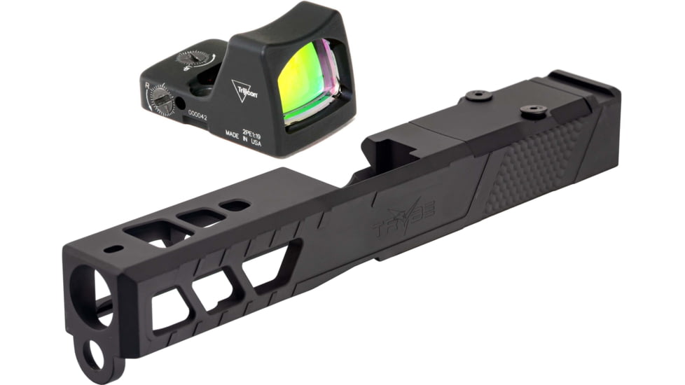 Trijicon RM01 RMR Type 2 LED 3.25 MOA Red Dot Sight, Black and TRYBE Defense Pistol Slide, Glock 19, Gen 3, RMR Cut, Version 2, Black Cerakote