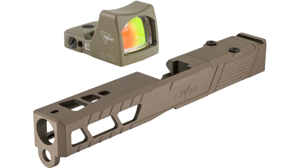 Trijicon RM01 RMR Type 2 LED 3.25 MOA Red Dot Sight, Flat Dark Earth and TRYBE Defense Pistol Slide, Glock 17, Gen 3, RMR Cut, Version 2, FDE Cerakote