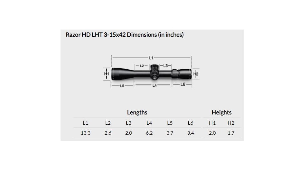 Vortex Razor HD LHT 3-15x42mm Rifle Scope, 30mm Tube, Second Focal Plane, Black, Matte Anodized, Red HSR-5i MOA Reticle, MOA Adjustment, RZR-31501
