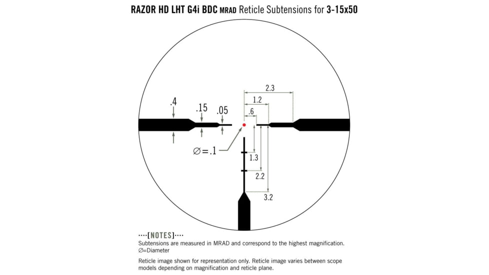 Vortex Razor HD LHT 3-15x50mm Rifle Scope, 30mm Tube, Second Focal Plane, Black, Matte Anodized, Red G4i MRAD Reticle, Mil Rad Adjustment, RZR-31503