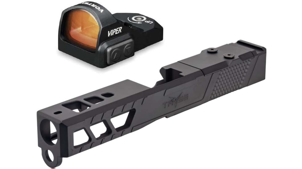Vortex Viper 1x24mm 6 MOA Red Dot Sight, Black, Viper Red Dot and TRYBE Defense Pistol Slide, Glock 19, Gen 3, Viper Cut, Version 2, Black Cerakote