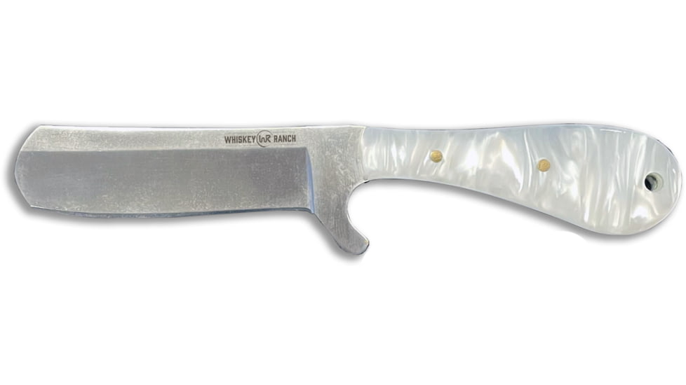 Whiskey Bent Knives Bullcutter Fixed Knife w/Satin Blade, 440 Steel Blade, 6in Overall Length, Acrylic Handle, Pearl Snap, WB41-78