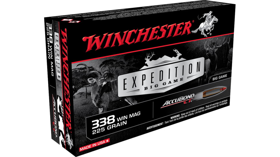 Winchester Ammo S338CT Expedition Big Game .338 Win Mag 225 Gr AccuBond CT20 Bx, S338CT