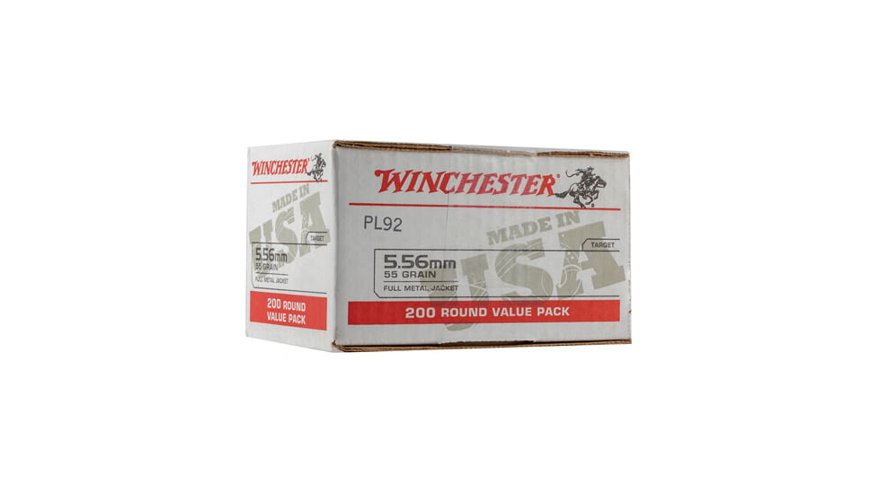 Winchester USA RIFLE 5.56x45mm NATO 55 Grain M193 Full Metal Jacket Brass Cased Centerfire Rifle Ammo, 200 Rounds, WM193200