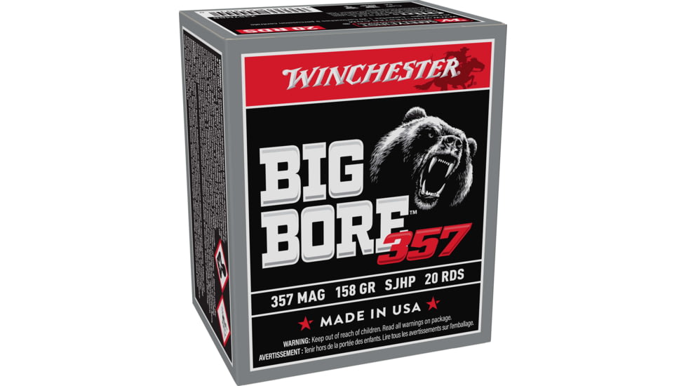 Winchester BIG BORE 357 Magnum 158 Grain Jacketed Hollow Point Brass Cased Pistol Ammo, 20 Rounds, X357MBB