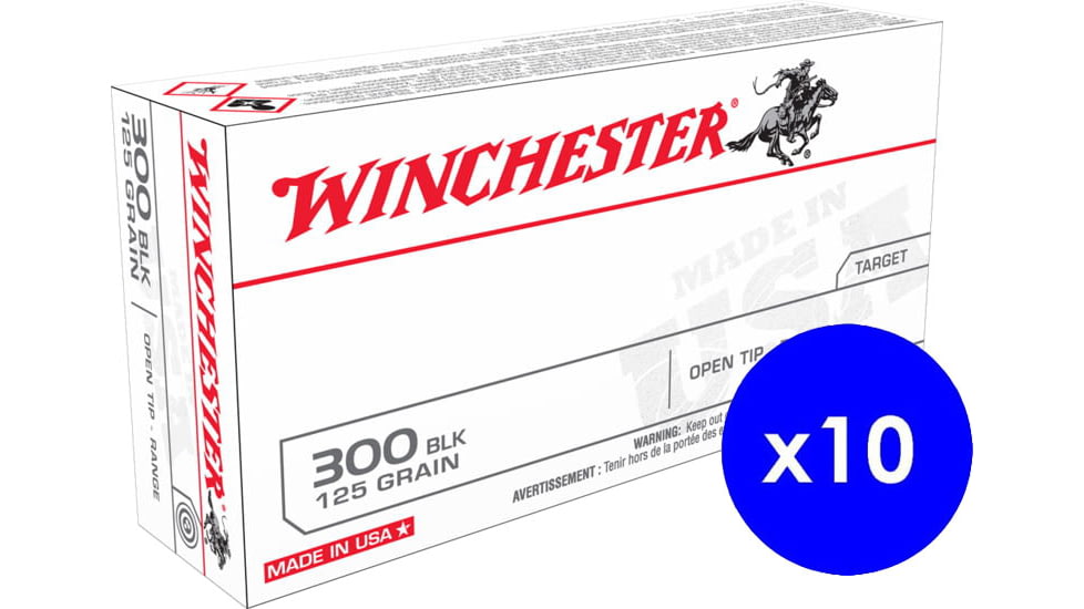 Winchester USA RIFLE .300 AAC Blackout 125 grain Full Metal Jacket Centerfire Rifle Ammo, 200 Rounds