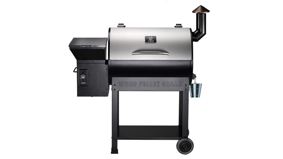Z Grills 7002E 8-in-1 Wood Pellet Grill, BBQ &amp; Smoker, Black/Silver, 48x22x51, ZPG-7002E