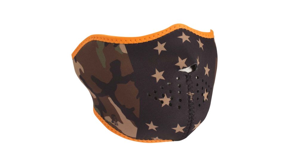 Buy NEOPRENE 1/2 FACE MASK, WOODLAND CAMOUFLAGE in United States