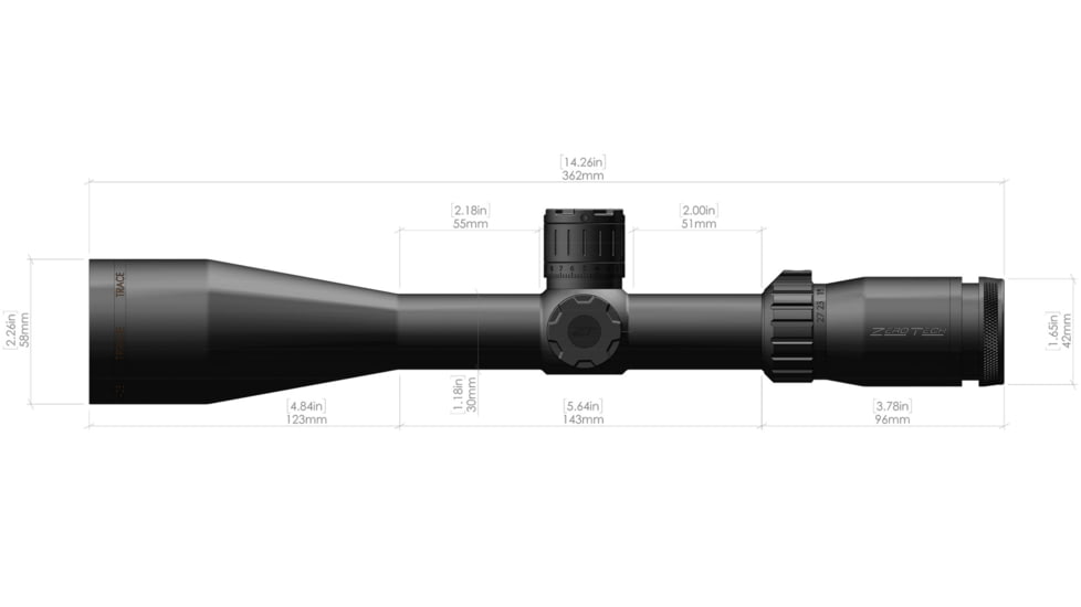 ZeroTech Optics Trace Advanced Rifle Scope, 4.5-27x50mm, 30mm Tube, First Focal Plane, RMG Reticle, Black, TR4275F