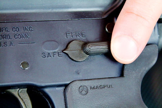 AR15 Safety Selector set to Safe