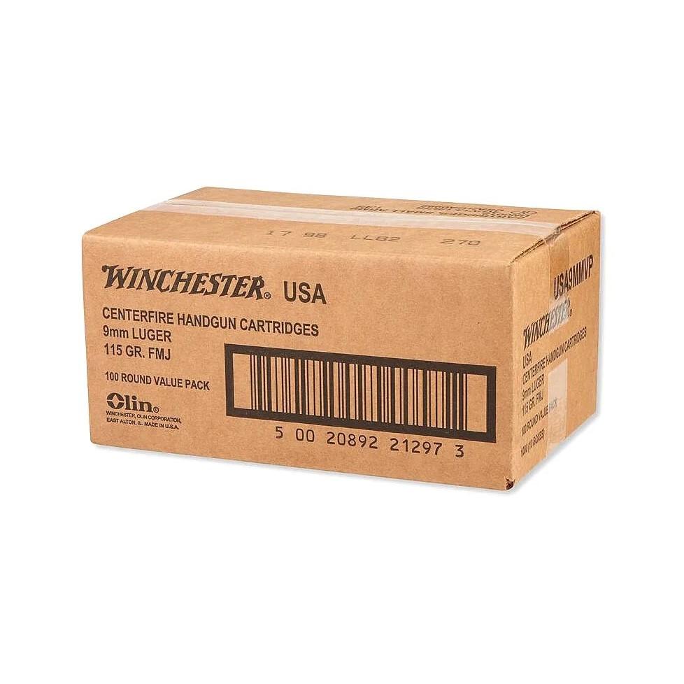 Winchester Handgun Ammunition 9mm Luger 115 gr FMJ 1190 fps