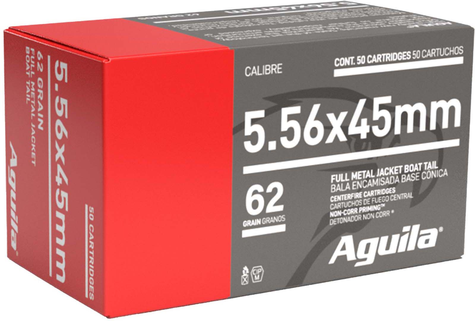 Aguila Ammunition 5.56 NATO 62 Grain Full Metal Jacket Boat Tail Brass Case Rifle Ammunition